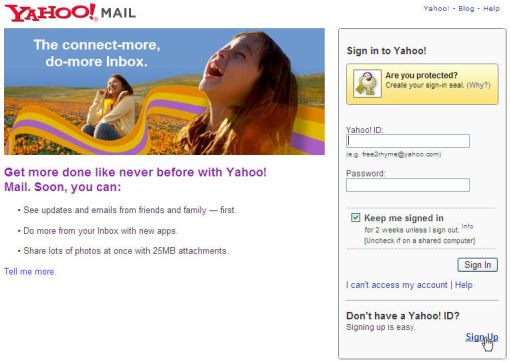 Get free yahoo email account
